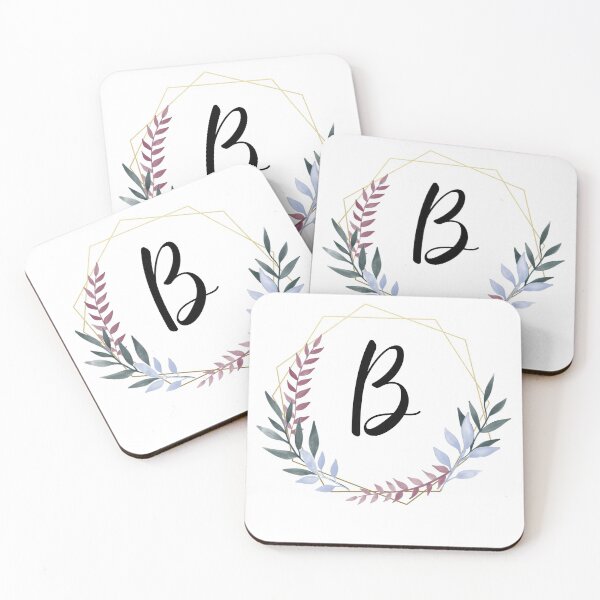 Item preview, Delicate gold frame monogram and colorful laurels letter B designed and sold by JustSeasons.