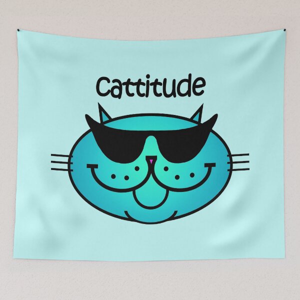 Item preview, CATTITUDE 2 - moody blue designed and sold by RawSunArt.