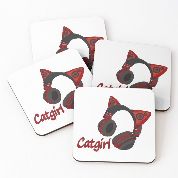 Item preview, Red and black cat girl headphones designed and sold by FudogDoodles.
