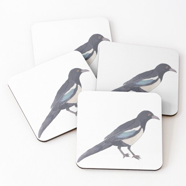 Item preview, Black-billed magpie watercolor bird species art designed and sold by TheWaterBirds.