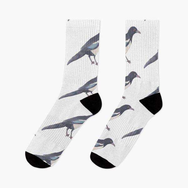 Item preview, Black-billed magpie watercolor bird species art designed and sold by TheWaterBirds.
