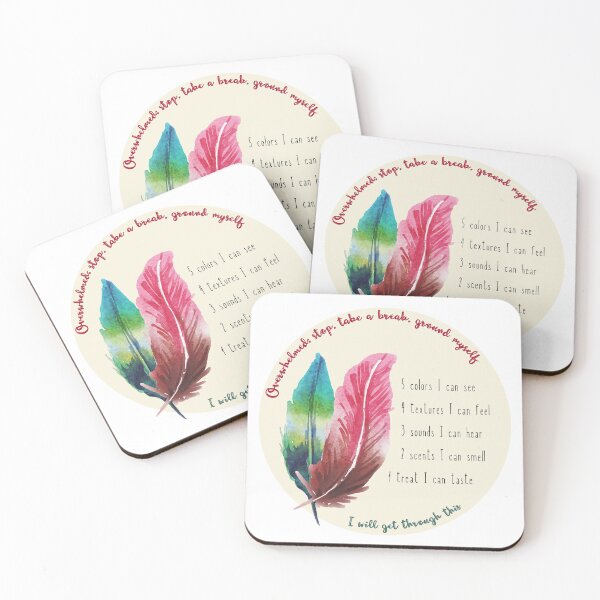 Item preview, Overwhelmed, stop and ground. Mindfulness using the five senses, grounding technique. You will get through this, you are worthy and deserving of care. designed and sold by Orianah.
