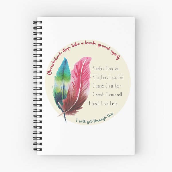 Item preview, Overwhelmed, stop and ground. Mindfulness using the five senses, grounding technique. You will get through this, you are worthy and deserving of care. designed and sold by Orianah.
