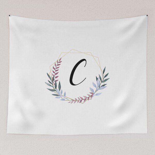 Item preview, Delicate gold frame monogram and colorful laurels letter C designed and sold by JustSeasons.