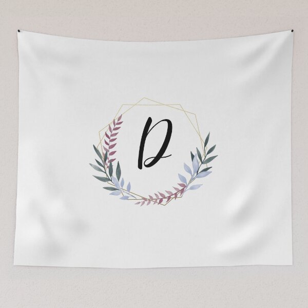 Item preview, Delicate gold frame monogram and colorful laurels letter D designed and sold by JustSeasons.