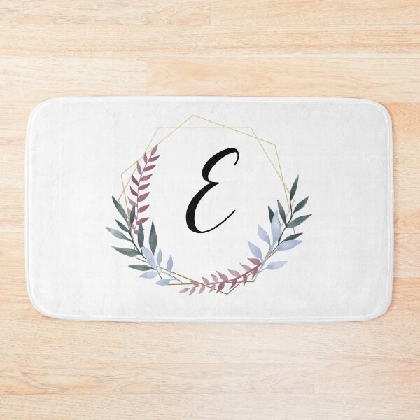 Item preview, Delicate gold frame monogram and colorful laurels letter E designed and sold by JustSeasons.
