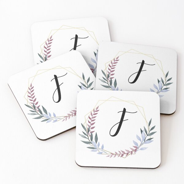 Item preview, Delicate gold frame monogram and colorful laurels letter F designed and sold by JustSeasons.
