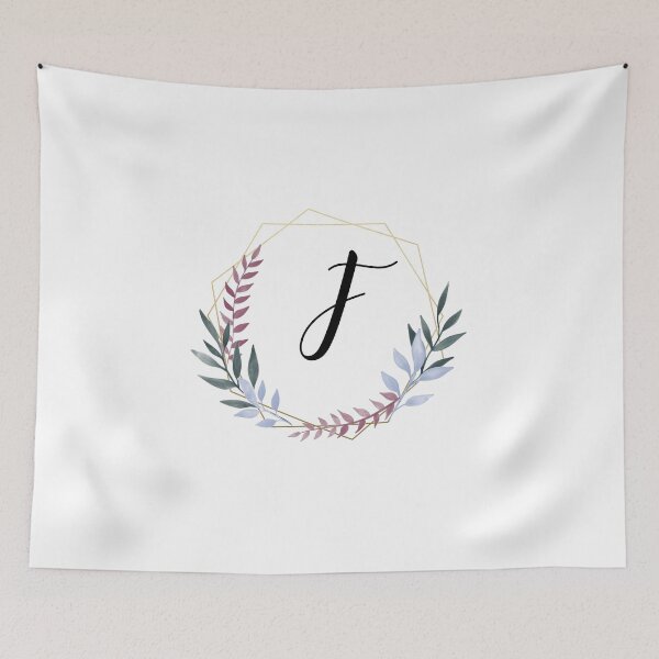 Item preview, Delicate gold frame monogram and colorful laurels letter F designed and sold by JustSeasons.