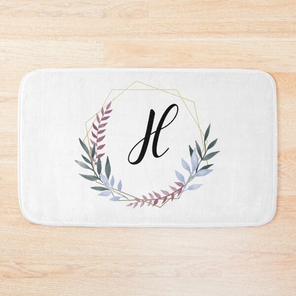 Item preview, Delicate gold frame monogram and colorful laurels letter H designed and sold by JustSeasons.