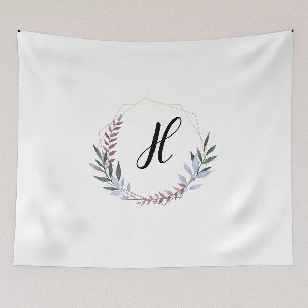 Item preview, Delicate gold frame monogram and colorful laurels letter H designed and sold by JustSeasons.
