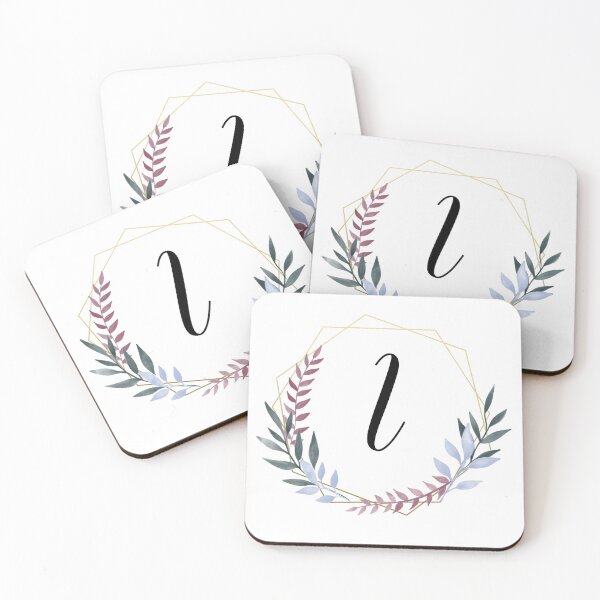 Item preview, Delicate gold frame monogram and colorful laurels letter I designed and sold by JustSeasons.