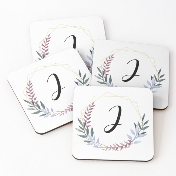 Item preview, Delicate gold frame monogram and colorful laurels letter J designed and sold by JustSeasons.