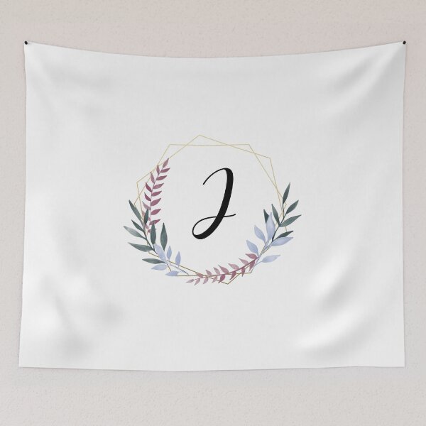 Item preview, Delicate gold frame monogram and colorful laurels letter J designed and sold by JustSeasons.