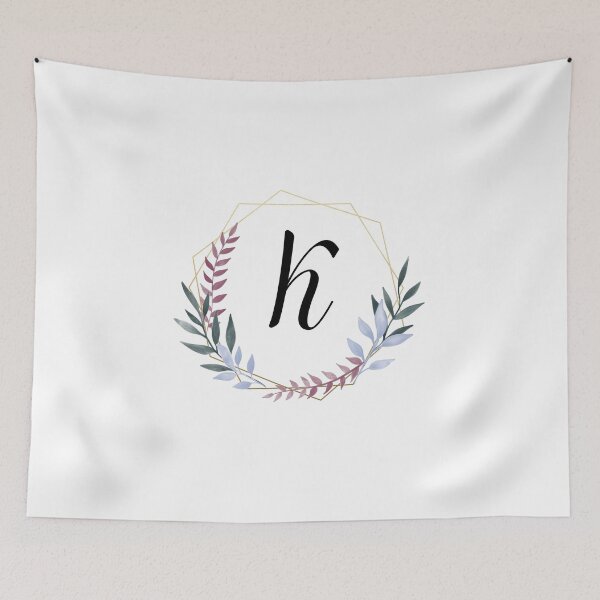 Item preview, Delicate gold frame monogram and colorful laurels letter K designed and sold by JustSeasons.