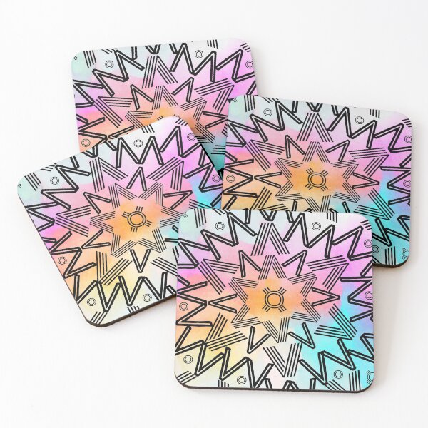 Item preview, Pastel Rainbow Watercolor Tie Dye Spikes Mandala  designed and sold by Designs By YL.