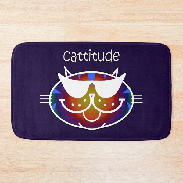 Item preview, CATTITUDE 2 - Rainbow Stripe, White Outline designed and sold by RawSunArt.