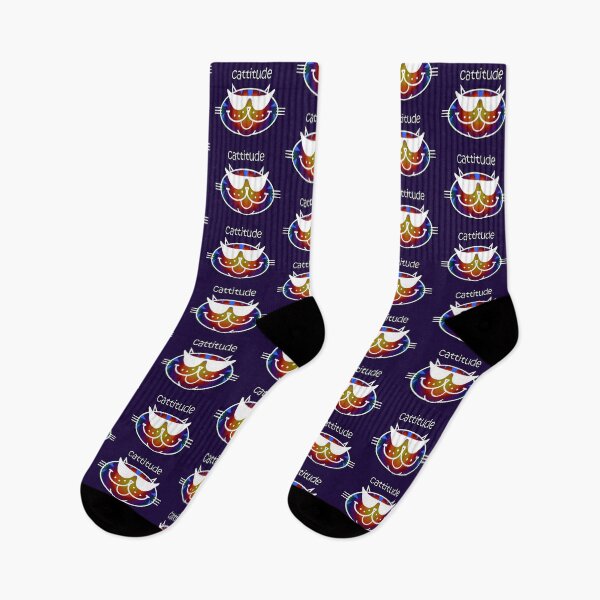 Item preview, CATTITUDE 2 - Rainbow Stripe, White Outline designed and sold by RawSunArt.
