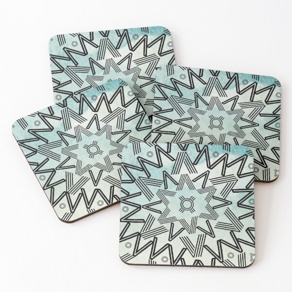 Item preview, Pastel Teal Watercolor Tie Dye Spikes Mandala  designed and sold by Designs By YL.