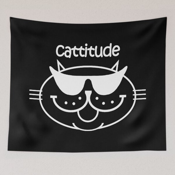 Item preview, CATTITUDE 2 - White Outline designed and sold by RawSunArt.