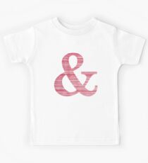 Letter & Ampersand Red Watercolor Stripes Initial Monogram Kids Tee