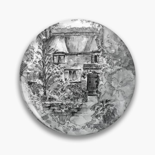 Item preview, Thatched Cottage - Black & White Version of Original Painting  designed and sold by Heatherian.