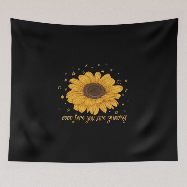 Item preview, beautiful growing quote with yellow sunflower and stars  designed and sold by soukainam ART.