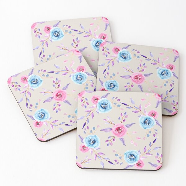 Item preview, Watercolor Flowers Pink Blue designed and sold by karwilberevivalcollection.