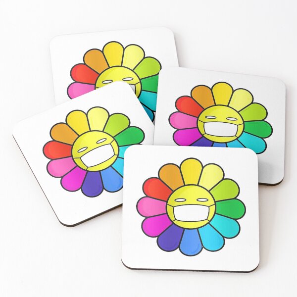 Murakami Flower Rubber Coaster Set: 5 Total