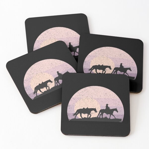 Item preview, A Cow boy with horses retro sunset - Distressed designed and sold by Trantor-Tees.