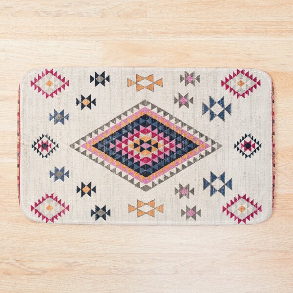Southwest Oriental Farmhouse Boho Traditional Moroccan Style Bath Mat