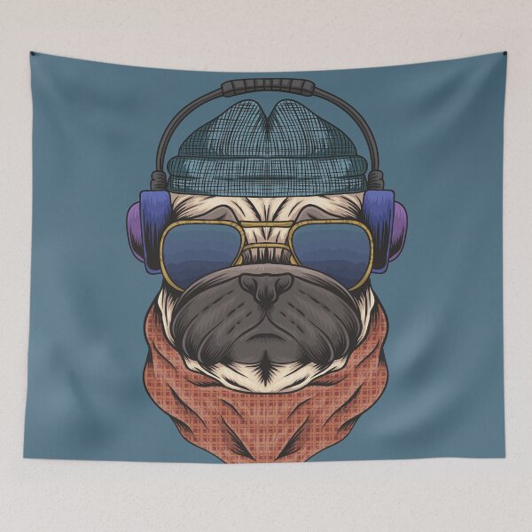 Item preview, Hipster Pug Illustration designed and sold by SLAG-Creative.
