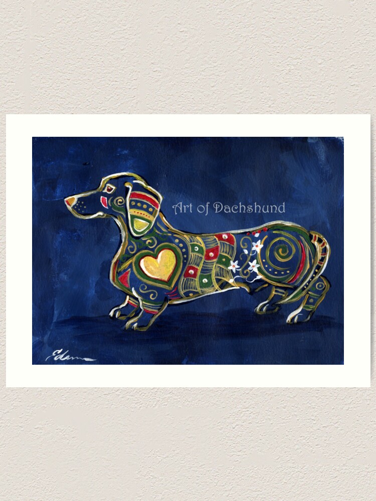 "Blue Dachshund Zentangle" Art Print for Sale by dvampyrelestat Redbubble