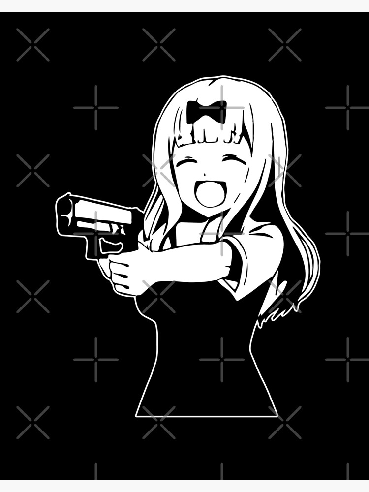 Chika Fujiwara Holds A Gun Anime Girl With A Gun Art Board Print By Emilygarden Redbubble