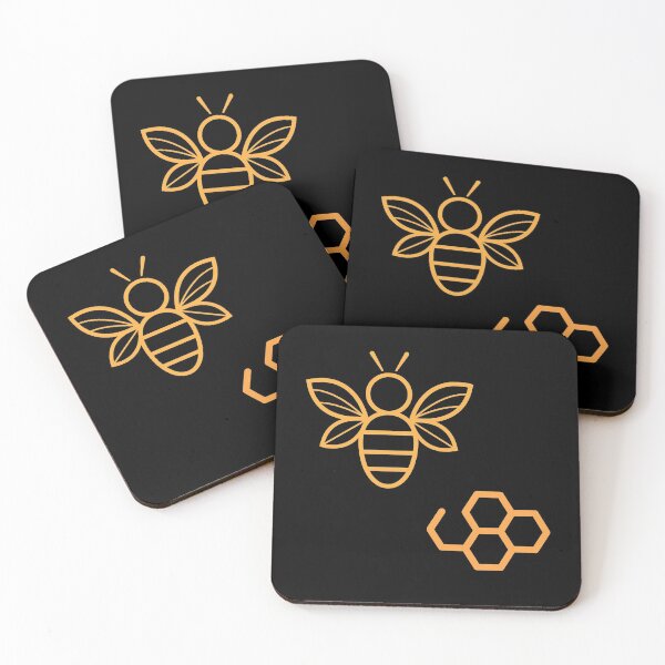 Item preview, Bee with Honey Comb Yellow on Black Cute designed and sold by vle707.