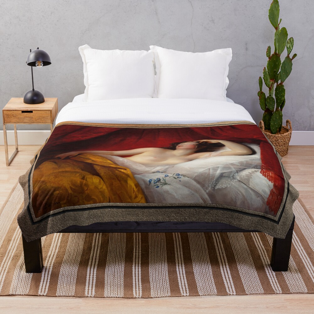 Le Sommeil by Aimée Pagès-Brune - Beautiful Repose 3 Le Sommeil by Aimée Pagès-Brune Classical Art Xzendor7 Old Masters Reproductions Decorative Art Print Throw Blanket