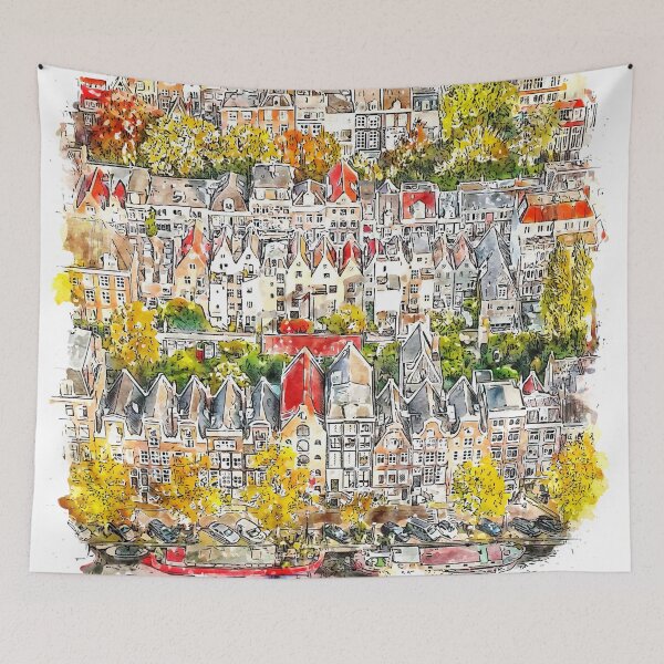 Item preview, Aerial View of Houses in Amsterdam Netherlands designed and sold by VerboShop.
