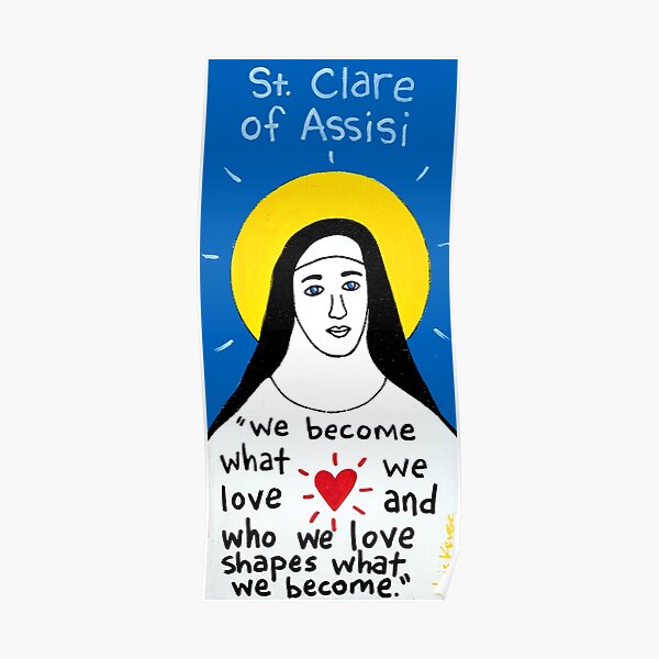 Saint Clare of Assisi pop folk art Poster