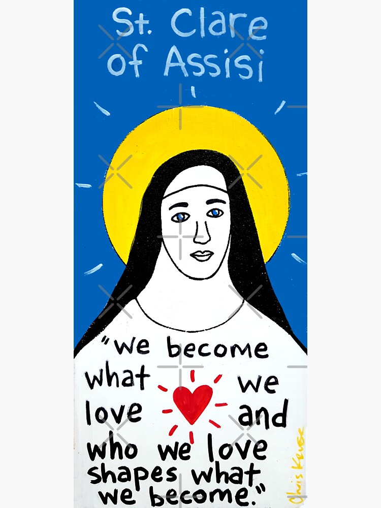 Saint Clare of Assisi pop folk art by krusefolkart