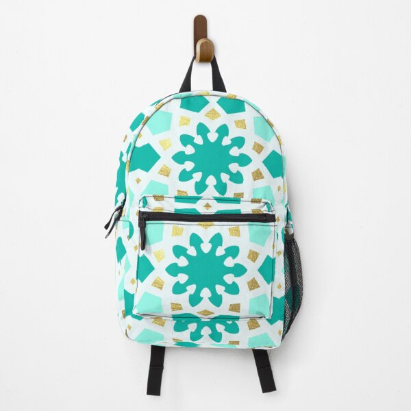 Item preview, Aqua and gold print geometric Arabic pattern inspired by the Grand Mosque at KAUST designed and sold by CreatEVEdesign.