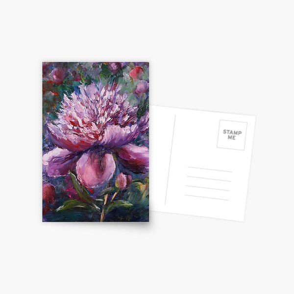 Aperçu de l'œuvre Pion peinture toile Art Floral Original petite peinture à l'huile créée et vendue par HelenBerkArt.