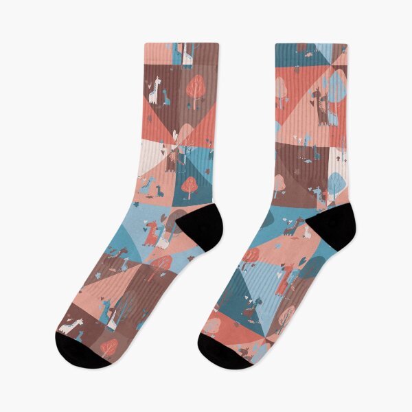Item preview, Giraffe Family Colorful Red and Blue Patchwork designed and sold by Nadhieyo Yo.