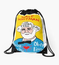 Walt Whitman pop folk art Drawstring Bag