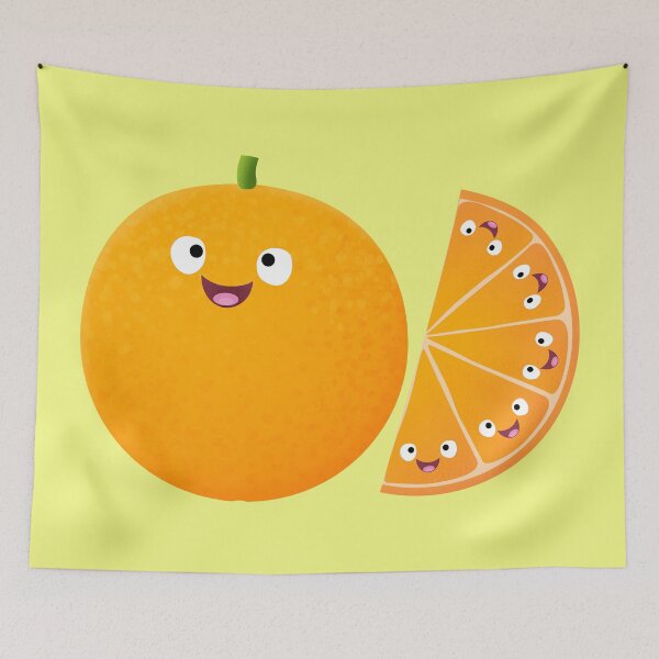Item preview, Cute happy orange citrus fruit cartoon designed and sold by FrogFactory.