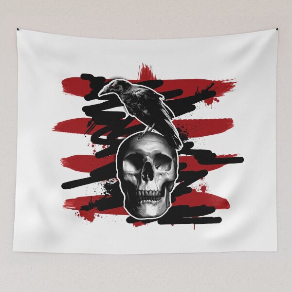 Item preview, Raven/crow on a skull in Trash polka style  designed and sold by DarkDesign69.