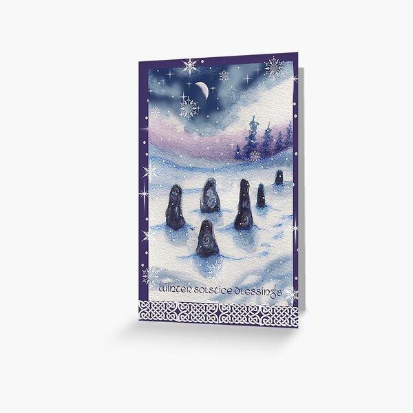 Item preview, Stone circle winter solstice/Yule card designed and sold by FerretSteph.