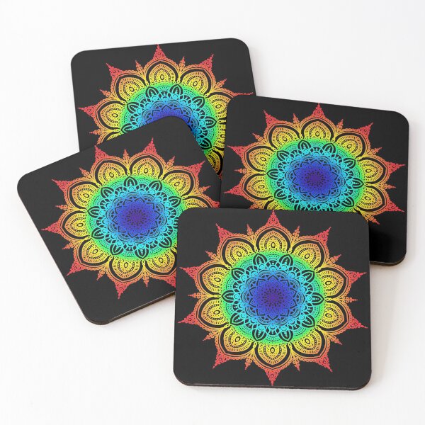 Item preview, Rainbow colourful floral mandala designed and sold by felinefeelings.