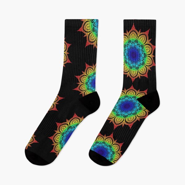 Item preview, Rainbow colourful floral mandala designed and sold by felinefeelings.