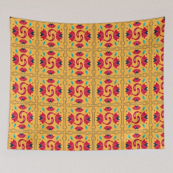 Item preview, Fishes and Flowers Tiles designed and sold by SaamyaTyagi.