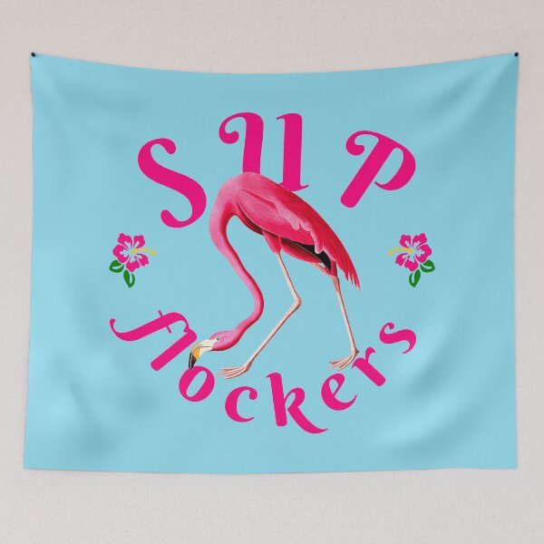Item preview, Vintage Flamingo on Blue Funny Quote Sup Flockers designed and sold by ChinStore.