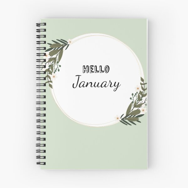 Item preview, Hello January! Monthly floral design for journals & planners designed and sold by Quills-Nest.